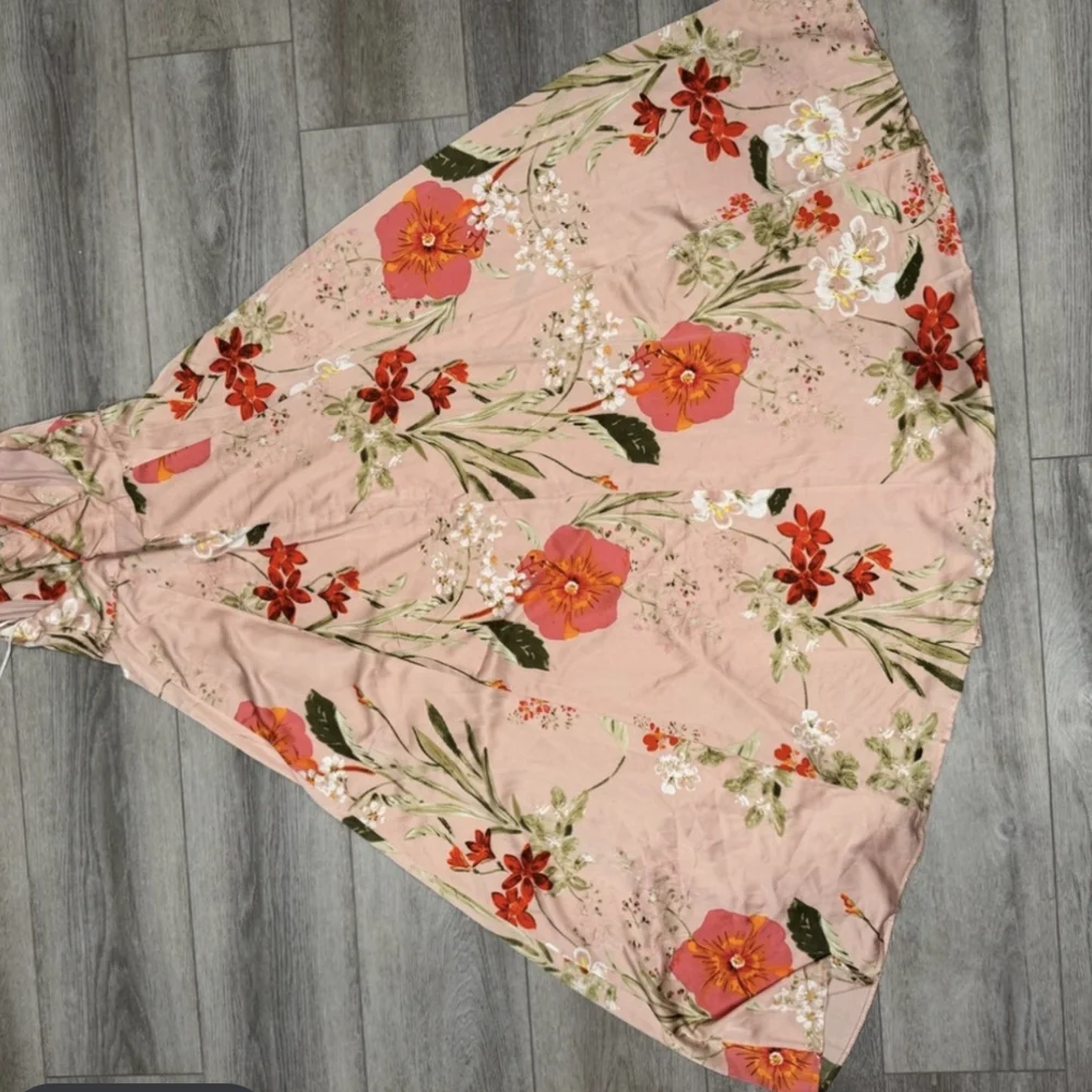 Lulus Still The One Blush Pink Floral Print Satin Maxi Dress - Size L - Picture 7 of 7